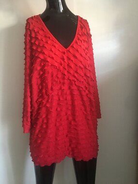 Maggie Barnes for Catherines rich red ruffle tunic blouse